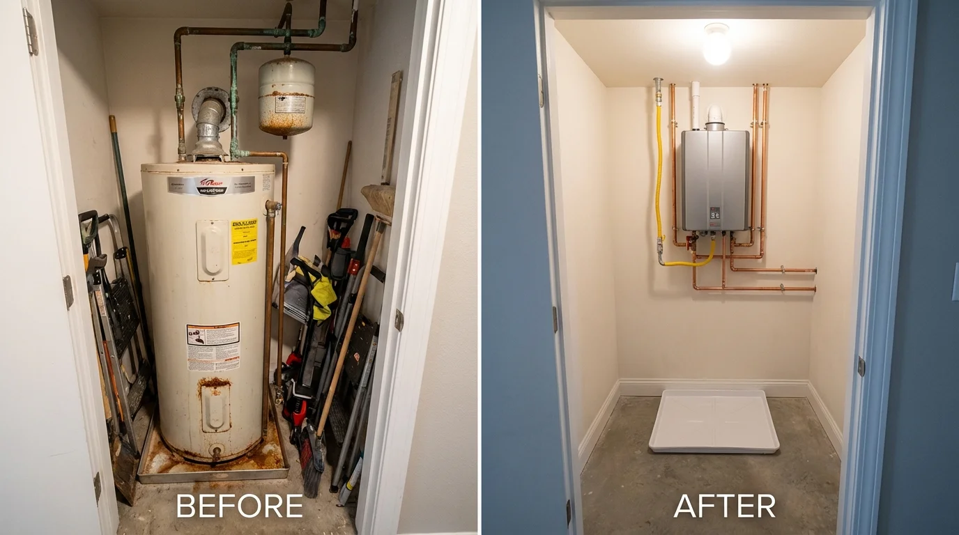 Tank water heater versus wall-mounted tankless unit comparison for Jefferson, NH homeowners